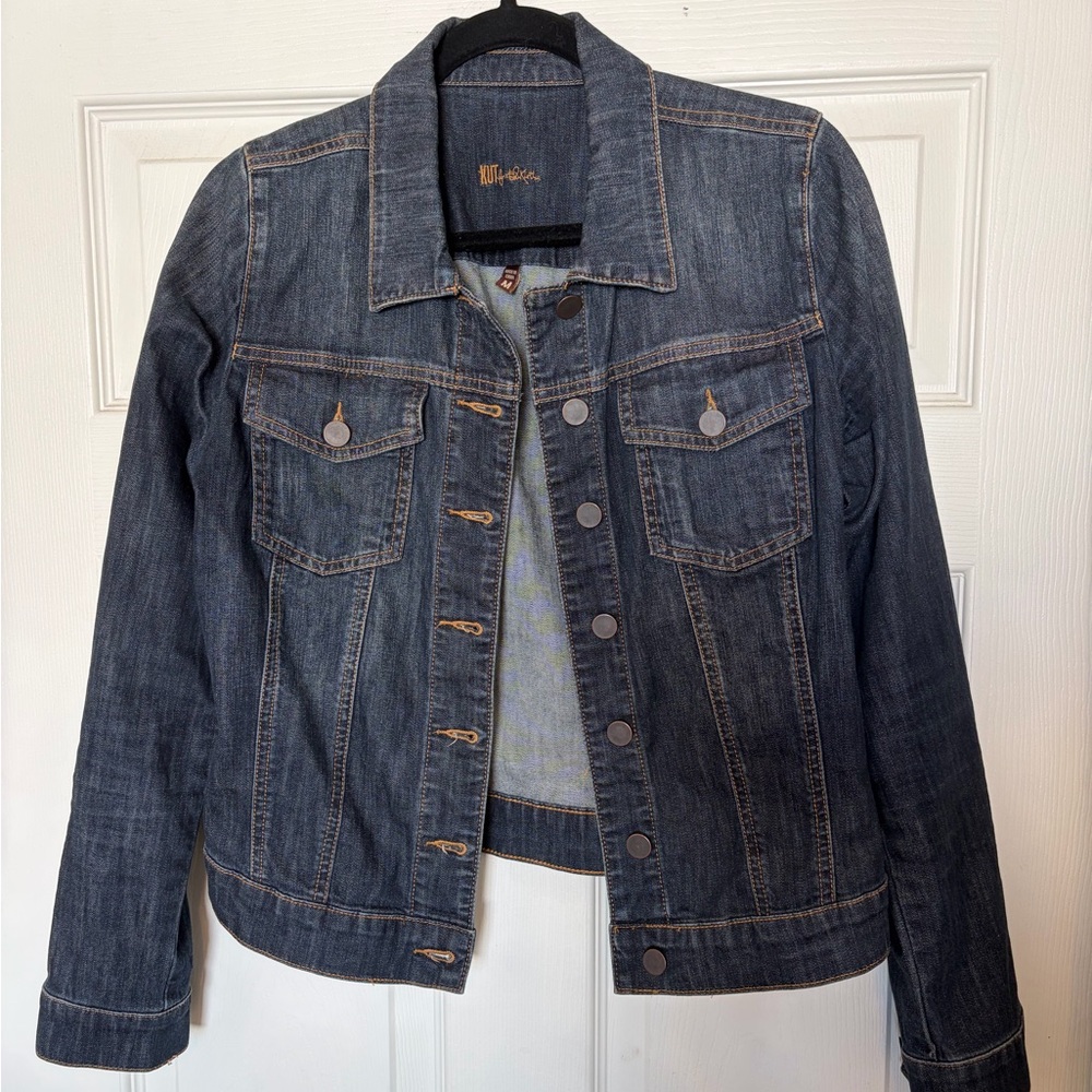 Kut from the Kloth Blue Denim Jacket with Gold Detail
